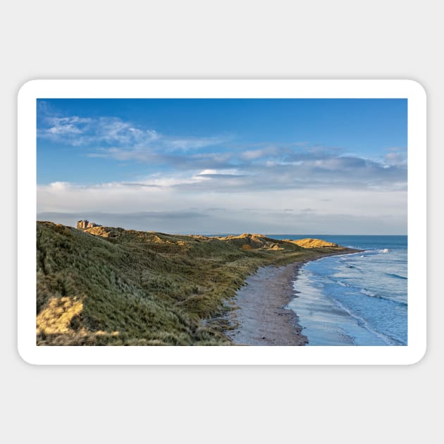 Castle and Coast - Bamburgh Sticker by Reg-K-Atkinson